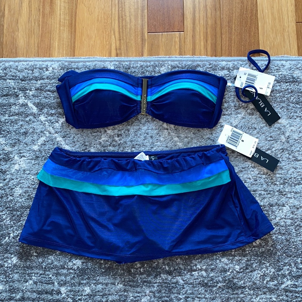 NWT New La Blanca Blue & Green Bikini 6/8